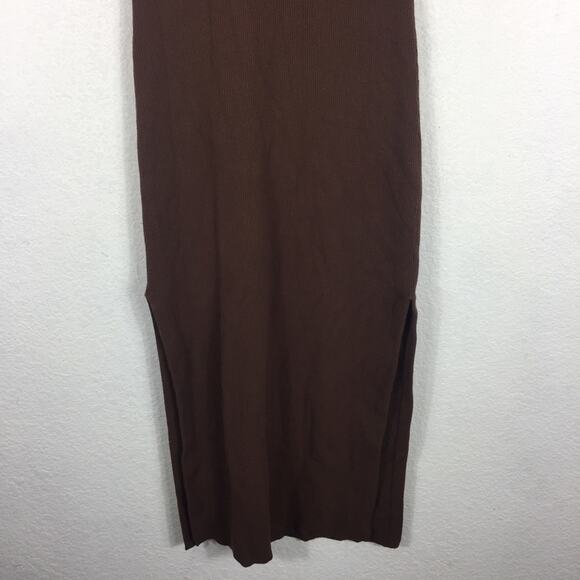 Anthropologie Daily Practice Brown Ribbed V Neck Sleeveless Knit Maxi Dress XS - Picture 9 of 14